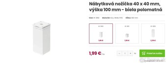 12 kusov Nábytková nožička 40 x 40 mm, výška 100 mm - biela - 4