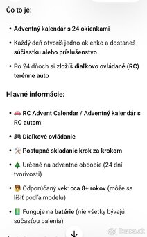 Adventný kalendar model auta - 4