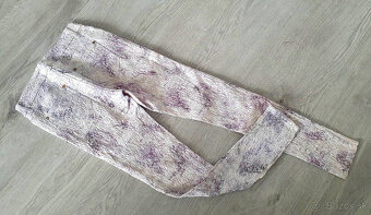Bielo-modré elastické vyšívané nohavice v.L/XL - 4