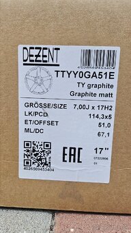 Disky DEZENT TY 7x17 5x114.3 ET51 Graphite matt
- 4