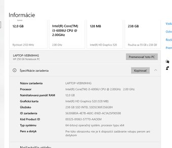 Notebook HP 250 G6 Intel Core i3 2GHz, 12GB DDR, SSD 256GB - 4