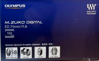 Predám Olympus / OM System M.Zuiko Digital ED 75 mm f/1.8 - 4