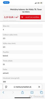 koberec - 2 rolky 4 m x 14 m spolu 112m2 - 4