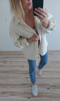 Krémová oversize košela Bershka - 4