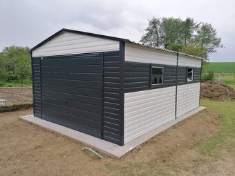 Plechová garáž ELEGANT 4×6 m | RAL 7016 + RAL 9010 | Sedlová - 4