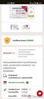 Wifi riadiaca jednotka termostat Evohome Touch Wifi Honeywel - 4