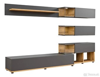 Obývacia stena antracit + dub wotan s LED osvetlením - 4