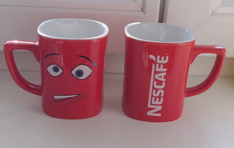 Predám červené hrnčeky NESCAFÉ - klasické i tie s ksichtíkom - 4