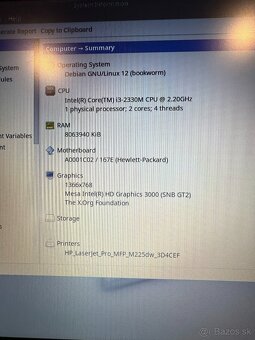 Notebook HP i3-2330M / 8 GB RAM / 250 GB SSD / LINUX MX - 4