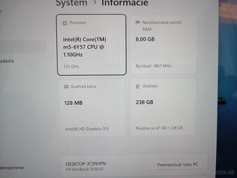 Hp elitebook 1030 G1 , Intel core m5 , 8gb ram , ssd ,Win 11 - 4