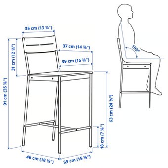Barový stolík + 2 barové stoličky IKEA SANDSBERG - 4