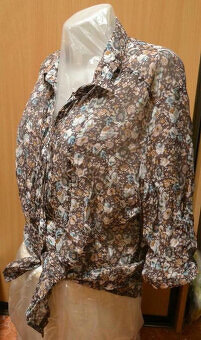 Oversize značková kvetinová blúzka roll up M/XL - 4