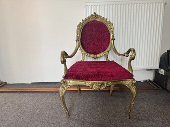 Starožitné křeslo mosazné - 4