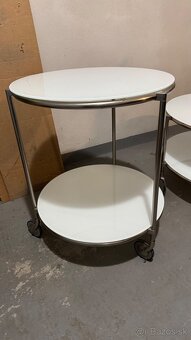 Ikea STRIND konferenčný stolík okruhly na kolieskach, biely - 4