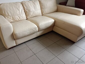 Kožená rohová sedacia súprava - PRAVÁ KOŽA - 4