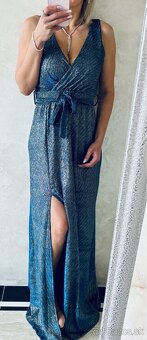 Spoločenské šaty metalic blue - 4