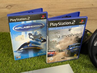 Sony Playstation 2, 1 ovládač, volant, 8MB karta, 2 hry - 4