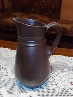 Krčah s pohármi hnedý keramický - 4