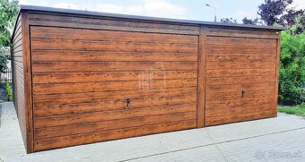 Plechová garáž 6x5,8 v imitácii dreva, DOVEZIEME ZADARMO - 4