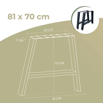 Stolové kovové podnože v tvare A čierne 2 ks - 4