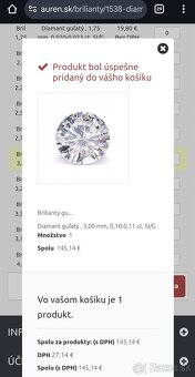 Predám diamant ct 0.10 úplne nový zabalený 3mm - 4