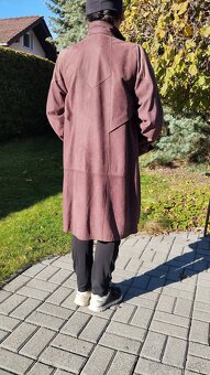 Velurovy dámsky kabát bordový 48 - 4