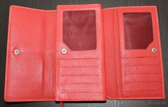 Kožená peňaženka koralovej farby - 4