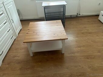 HEMNES Konferenčný stolík, bielo morené/svetlohnedá, 90x90 c - 4