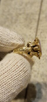 Starožitný zlatý pánsky prsteň Rakúsko Uhorsko - 4