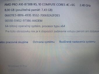 predám Hp elitebook 725 g4 , AMD PRO A10 , 8gb ram , Win 11 - 4