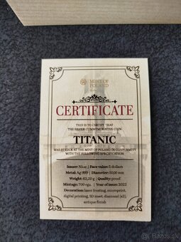 zlato striebro minca titanic legenda 3D 2022 proof - 4
