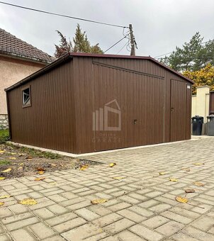 Plechová garáž 5x5 sedlová strecha, výklopná brána, 2x okno - 4