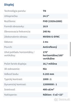 HP OMEN X 25 Gaming Display 240hz - nový - 4