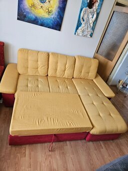 Gauč Pohovka Žltá rozťahovacia - 4