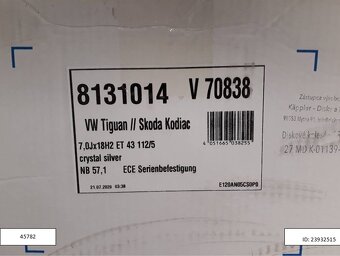 Škoda Octavia, Yeti, Karoq, Superb alu disky R18 ET43 5x112 - 4