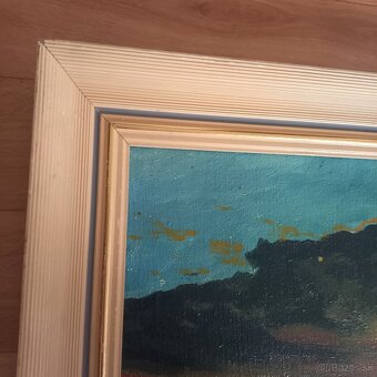 Malovany obraz na platne s drevenym ramom a pozlatenym pasom - 4