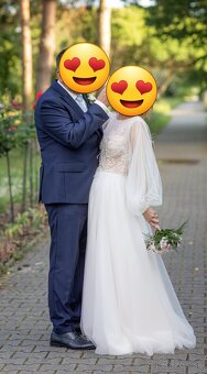 svadobné šaty, farba prášková ruža, veľkosť 34/36 - 4