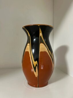 Stará hnedá keramická váza 14cm - 4