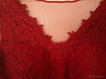 Šaty spoločenské bordo červená 48 - 4