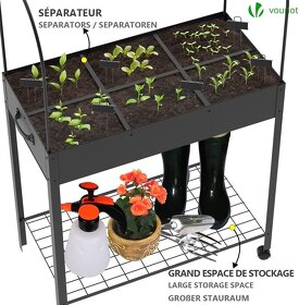 Vyvýšený mini skleník s úložným priestorom na náradie VOUNOT - 4