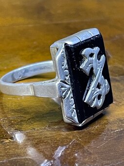 starozitny strieborný prsteň s monogramom - 4