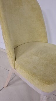 Stolička, žltý poťah, bielene drevo - 4