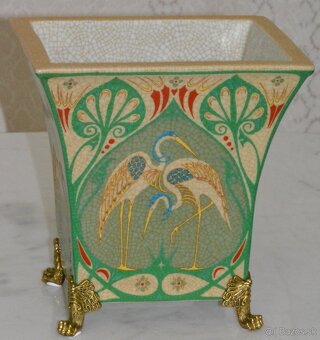 Secesní váza - porcelán + bronz - 4