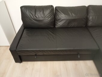 rohová pohovka Ikea Friheten - čierna koženka TOP STAV - 4