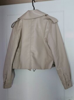 Krémová koženková bunda - 4