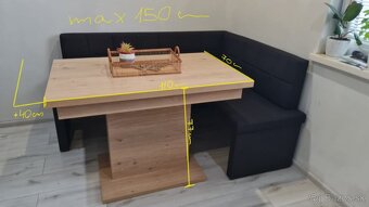 Rozkladací kuchynský stôl z masívu a rohová lavica - 4