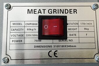 Elektrický mlynček na mäso 750W 60 kg/hod. 2 šajby - 4