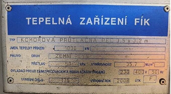 34t pec plyn. komorová 1.000kW 35.7MJ/m3 2.4t/h 90kPa 3.5x3. - 4
