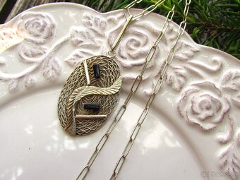 Starý dámsky strieborný náhrdelník, Ag 900 - 4