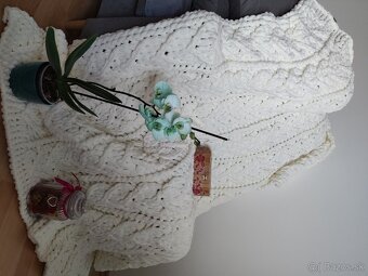 Pletená deka pre dospelých smotanova - 4